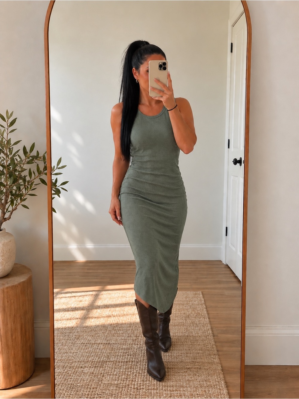 Fabletics Sage Green Textured Sleeveless Maxi Dress XXS